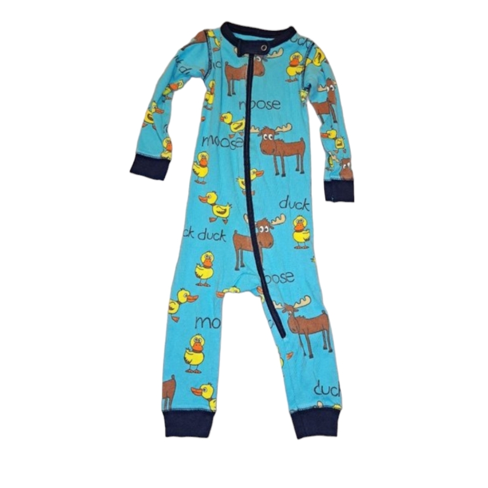 Lazy One Zip Up Cotton Footless Pajamas Duck Duck Moose Unisex Size 12 Months